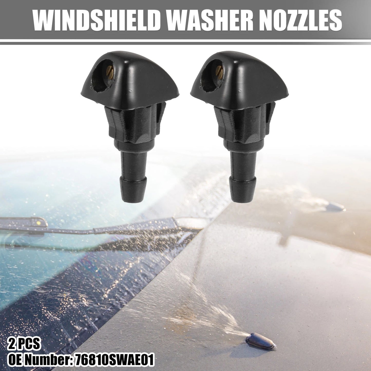 2pcs Windshield Wiper Washer Nozzle Spray Jet for Honda Civic (2006–2011) No. 76810SWAE01