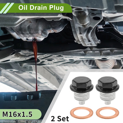Set of 2 M16x1.5 Copper Oil Drain Plug with Gasket for Car Motorcycle