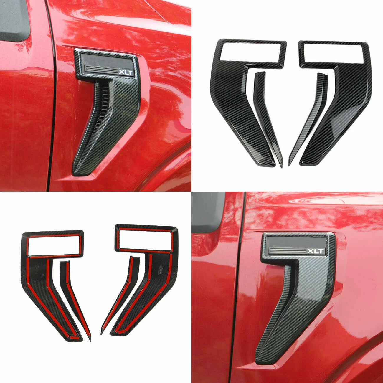 Carbon Fiber Side Fender Badge Emblem Cover Trims for Ford F-150 (2021–2022)