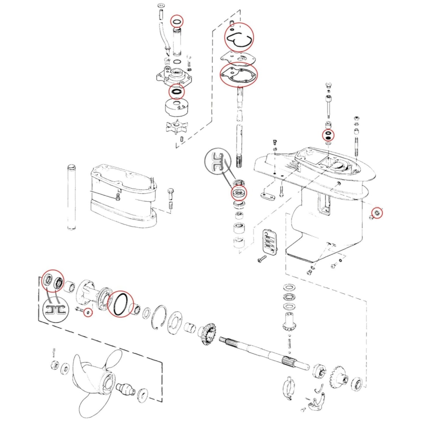 Seal Kit for Evinrude Johnson Gear Case 20-35 HP (1985–2005)