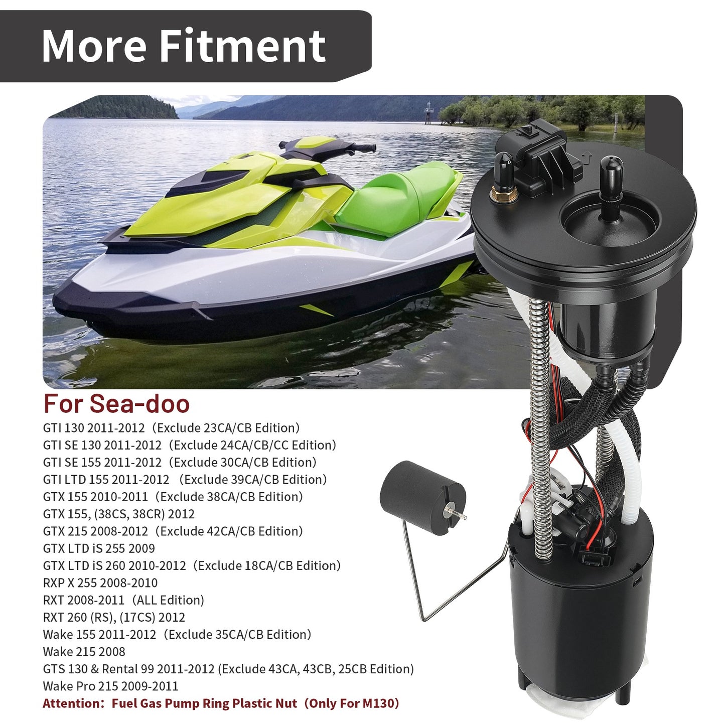 Fuel Pump Assembly for Sea-Doo GTI GTS GTX 130 155 215 255 260 (2000–2023)
