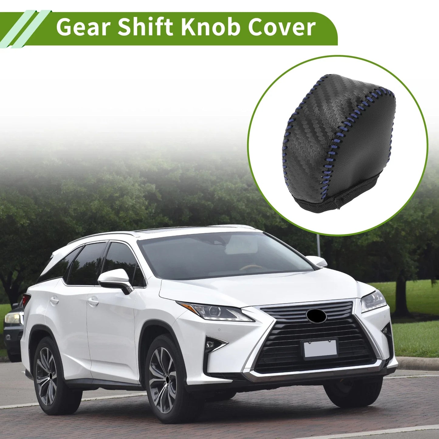 Car Gear Shift Knob Cover for Lexus NX250 2022-2023 Black Carbon Fiber Blue