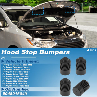Set of 4 Hood Bump Stop Rubber Bumper Cushions for Toyota Highlander (2001–2013) 9054115019