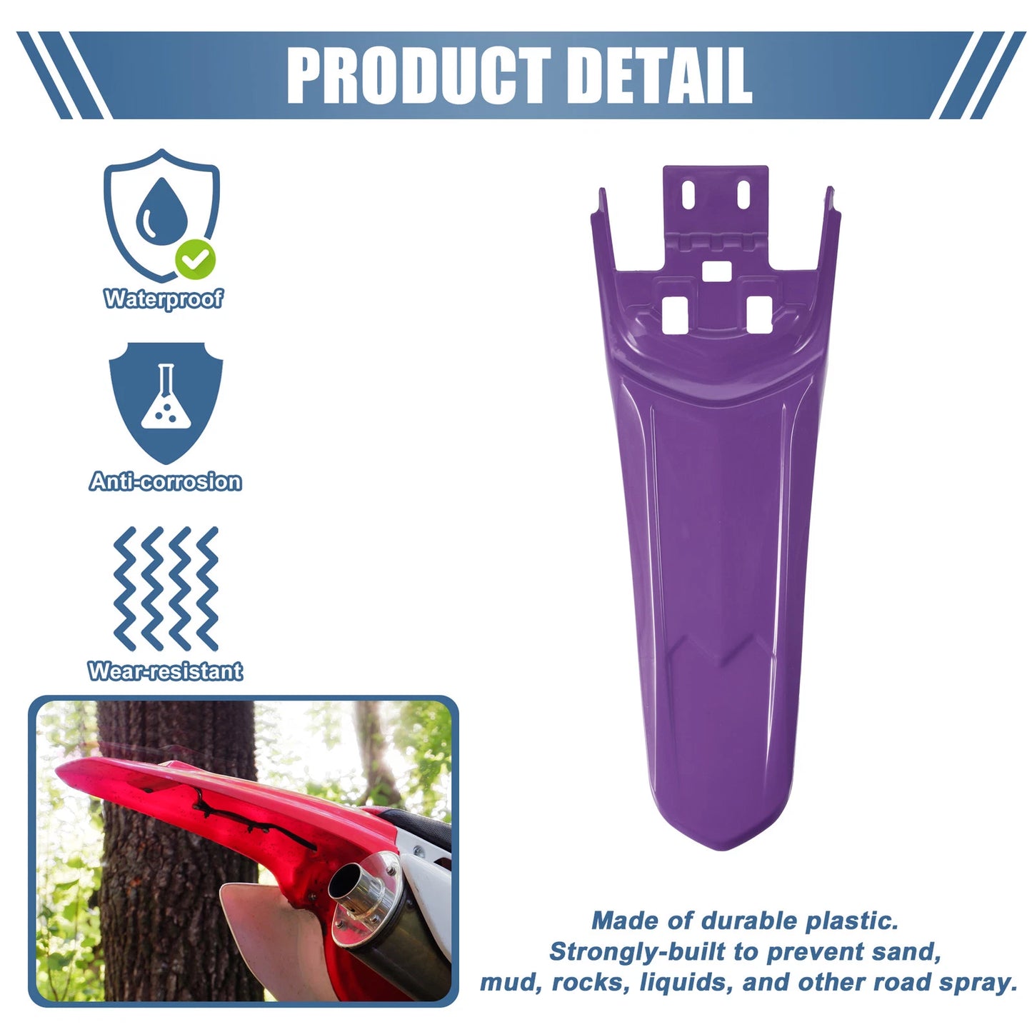 Rear Tail Mud Guard Fender for Sur Ron Light X S (2019–2023) - Purple