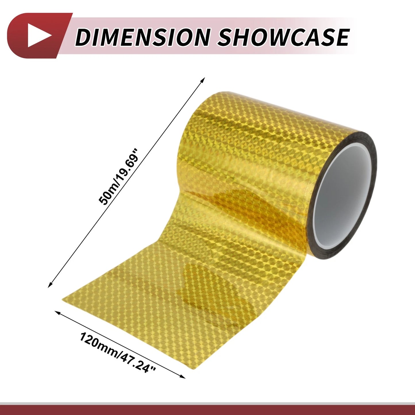 Pinstripe Tape 120mmx50m for Car Motorcycle Boat Laser Gold Tone (1 Pcs)