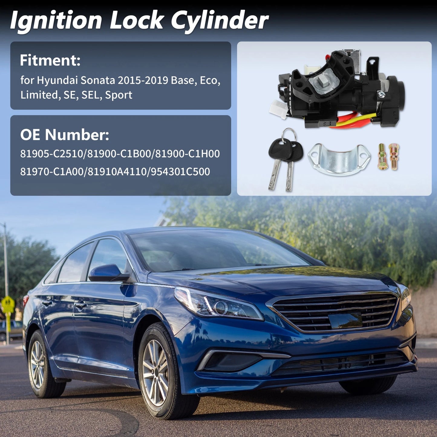 Ignition Lock Cylinder Assembly No. 81905-C2510 for Hyundai Sonata (2015–2019)