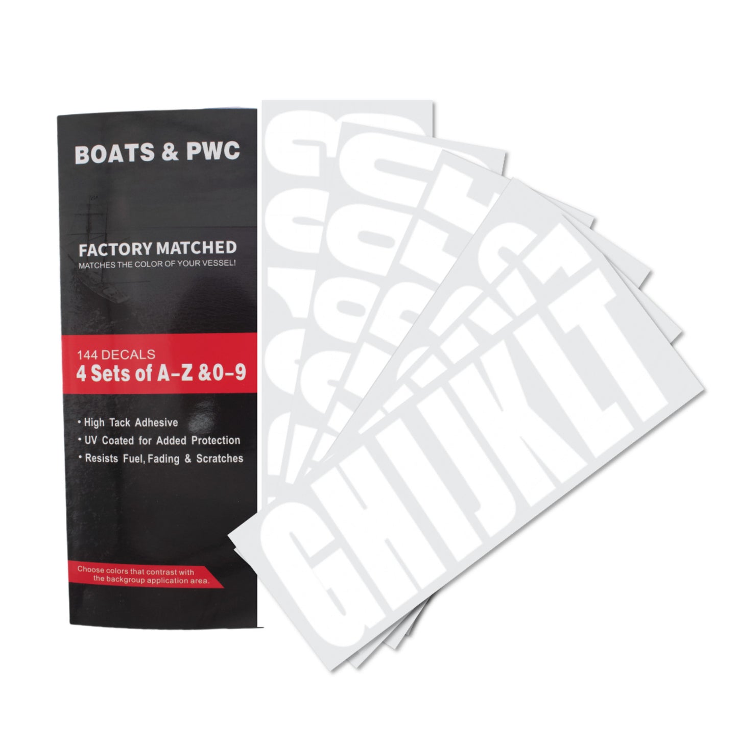 Set of 4 Custom Boat Registration Numbers Decals A-Z & 0-9