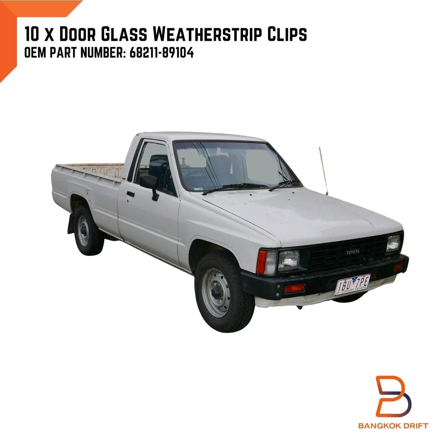 10x Door Glass Weatherstrip Clips for Toyota Hilux 4Runner (1984-1997)
