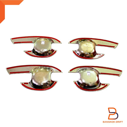4 x Inner Handle Bowl Cover Trim for Isuzu MU-X SUV LS (2014-2019) Chrome Red