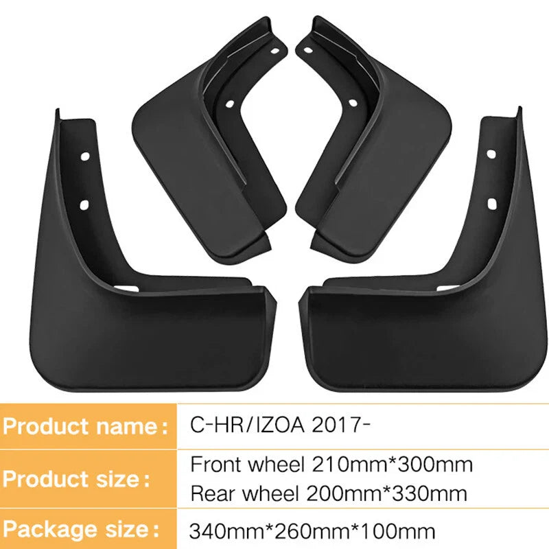 4Pcs Front & Rear Splash Guards Mud Flaps Fender for Toyota C-HR (2017–2023)
