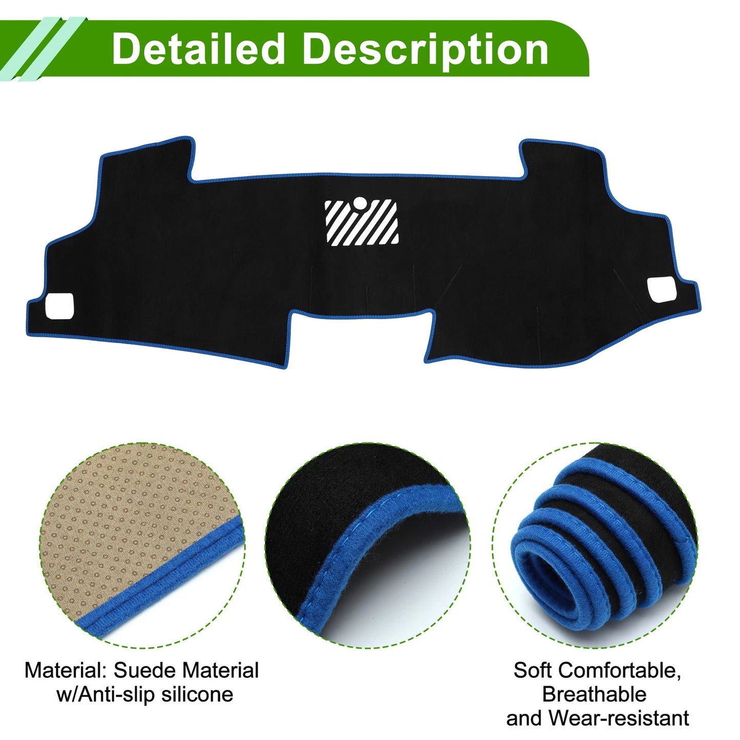 Dashboard Cover Mat for Toyota Camry (2017–2024) Sun Protector Black Blue