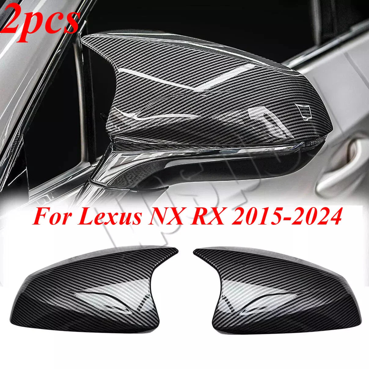 1 Pair Carbon Fiber Side Mirror Cap Cover Trim for Lexus NX RX (2015–2024)