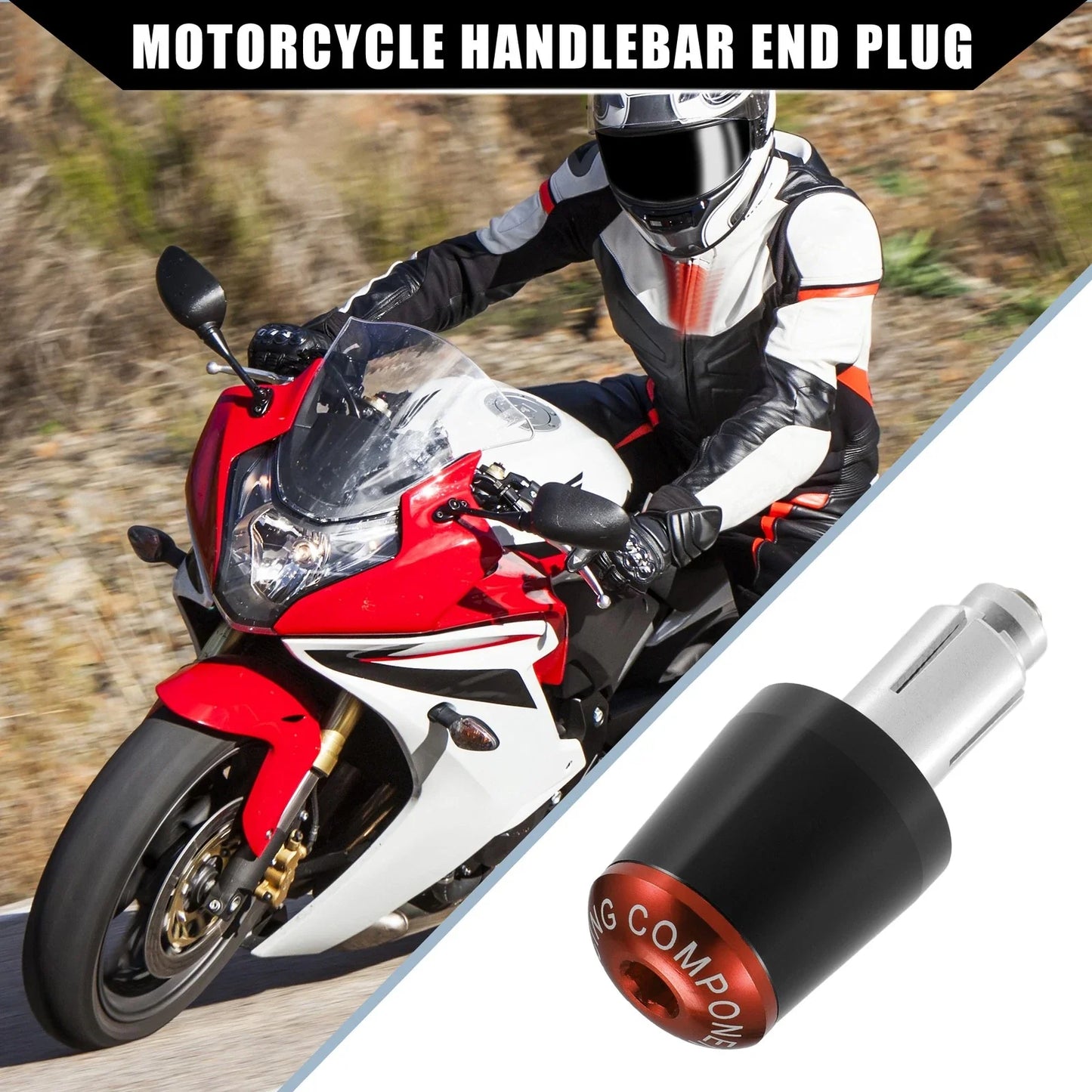 2 x Motorcycle Handlebar End Plug Grip Caps 7/8" for Honda