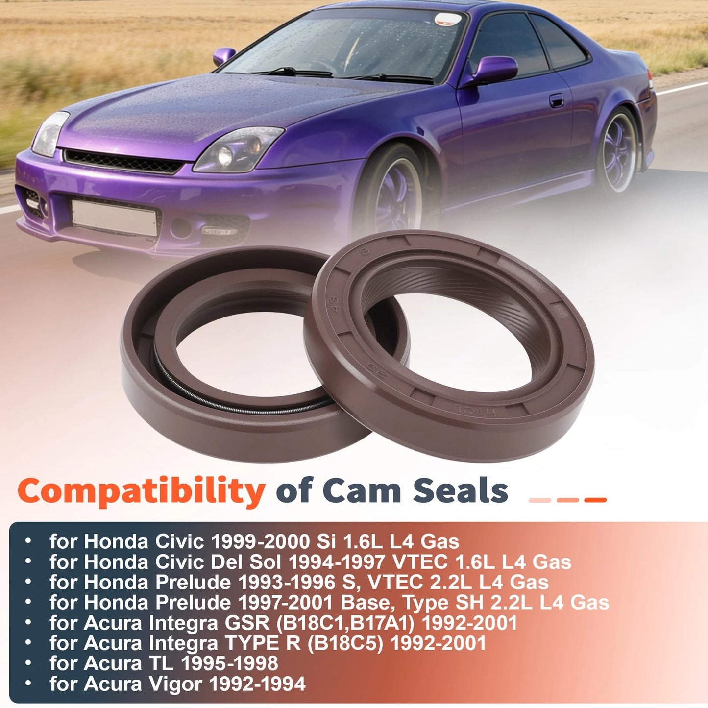 2X Camshaft Cam Seals for Honda Civic Prelude Acura Integra (91213-PR3-004)