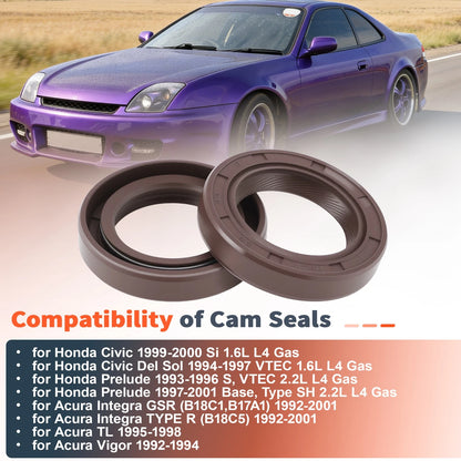 2X Camshaft Cam Seals for Honda Civic Prelude Acura Integra (91213-PR3-004)
