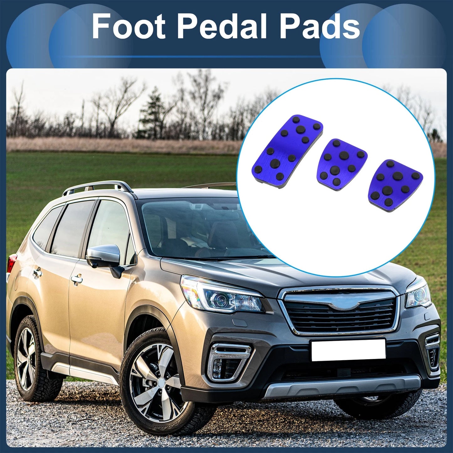 3 Pcs Foot Accelerator Pedal Covers for Subaru Forester (2006–2018) Blue
