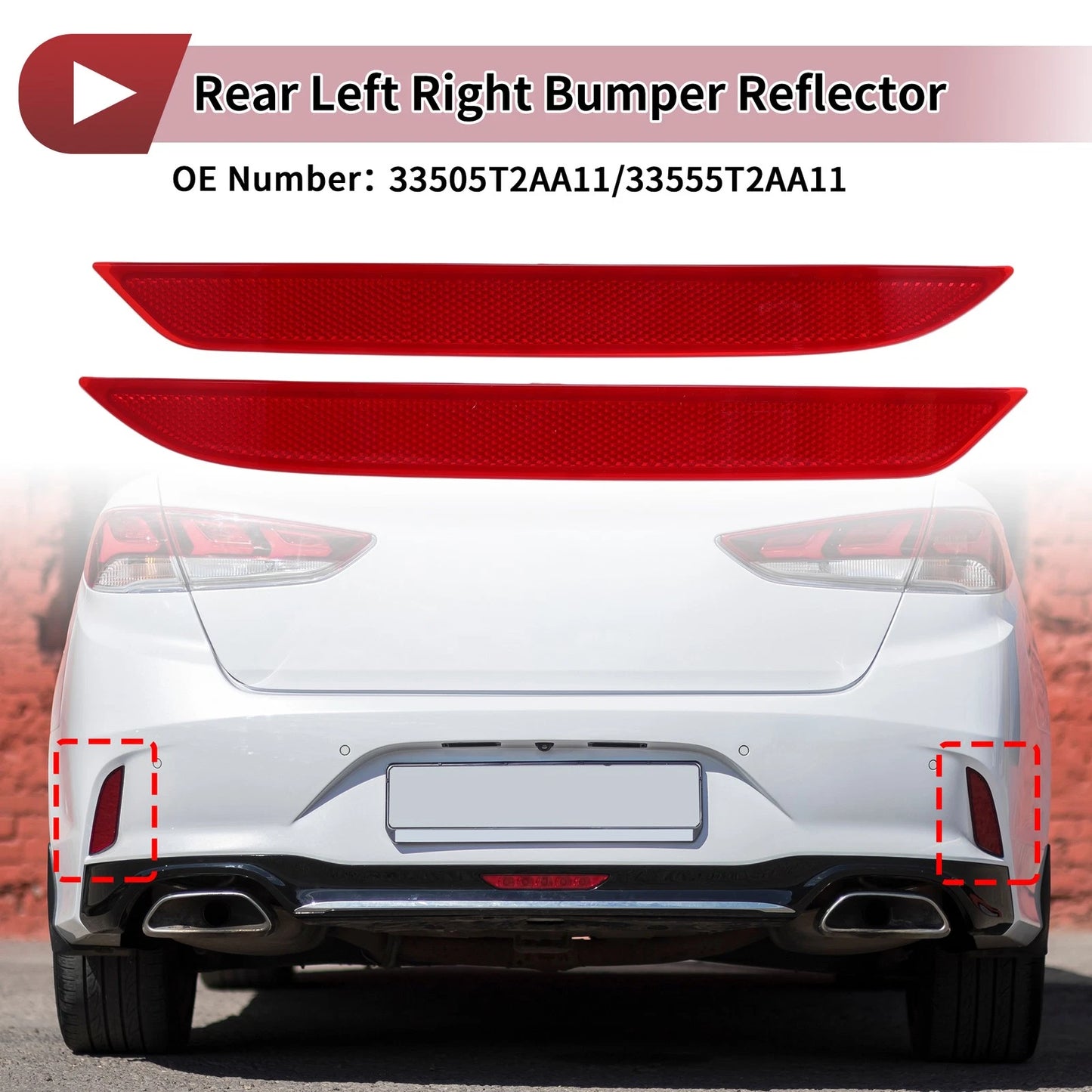 1 Pair Rear Bumper Reflectors for Honda Accord (2016–2017) No. 33505T2AA11