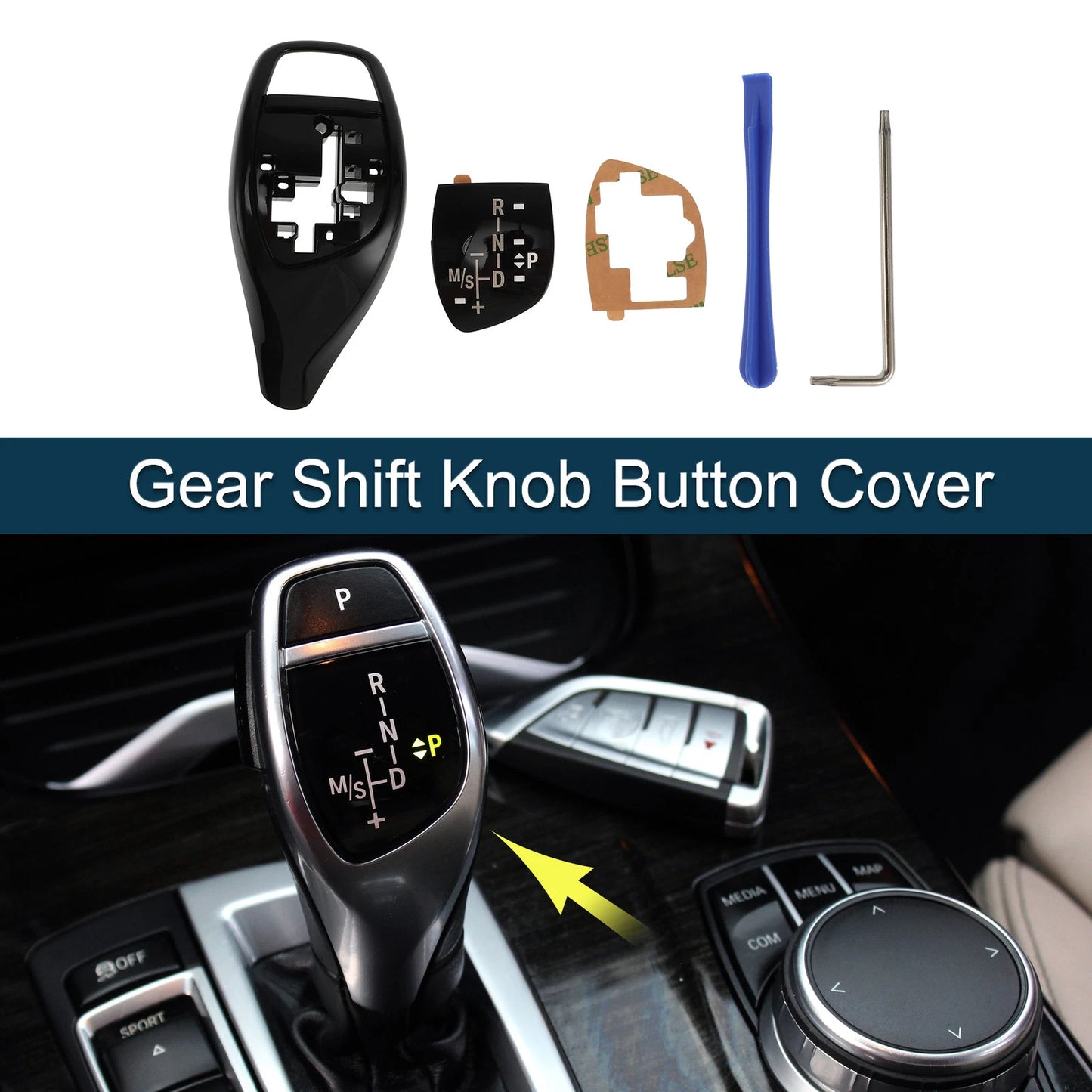 Set of 1 Gear Shift Knob Button Cover for BMW 1 Series F20 F21 F22 Black