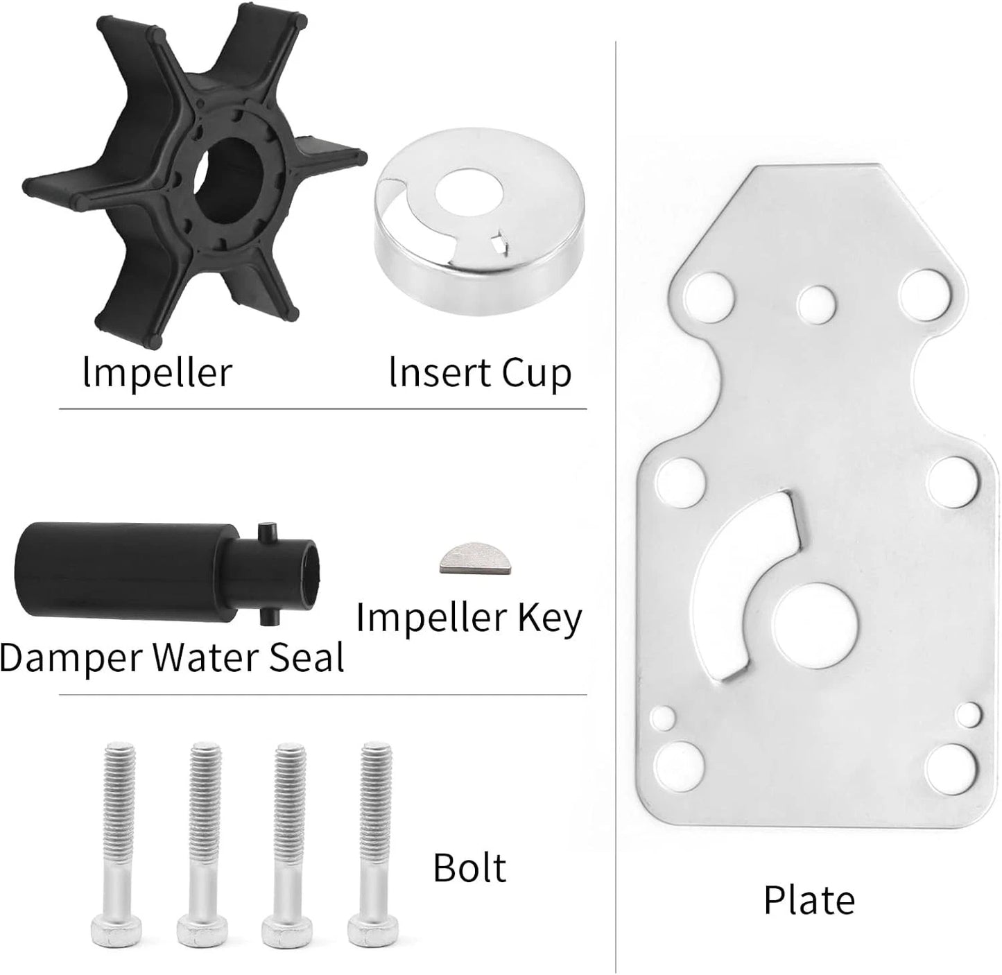 Water Pump Repair Kit for Yamaha 4-Stroke 6-9.9 HP Outboard (1990–2023)