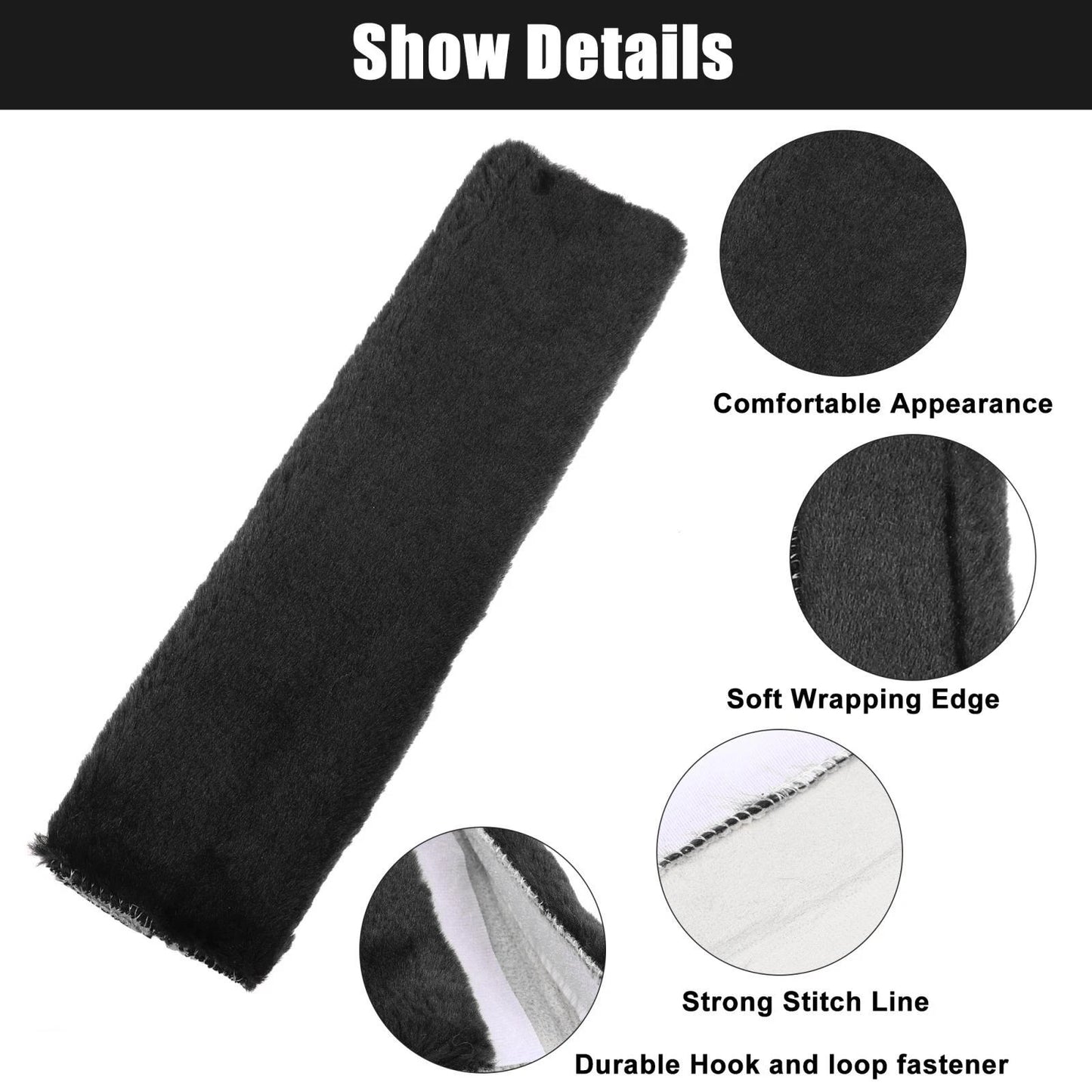 2X Seat Belt Pads for Universal Cars (Black)