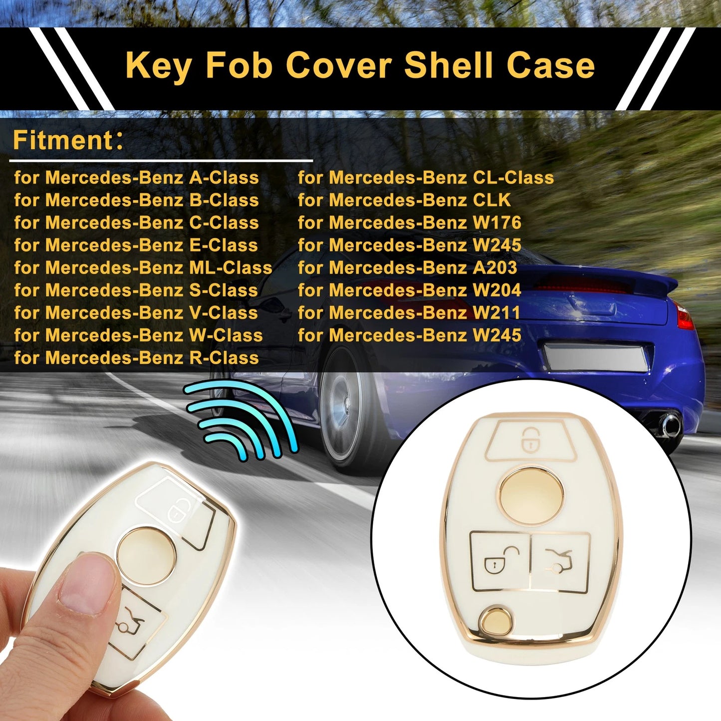 TPU Silicone Car Key Case for Mercedes-Benz A-Class (2013–2020) - 3 Buttons