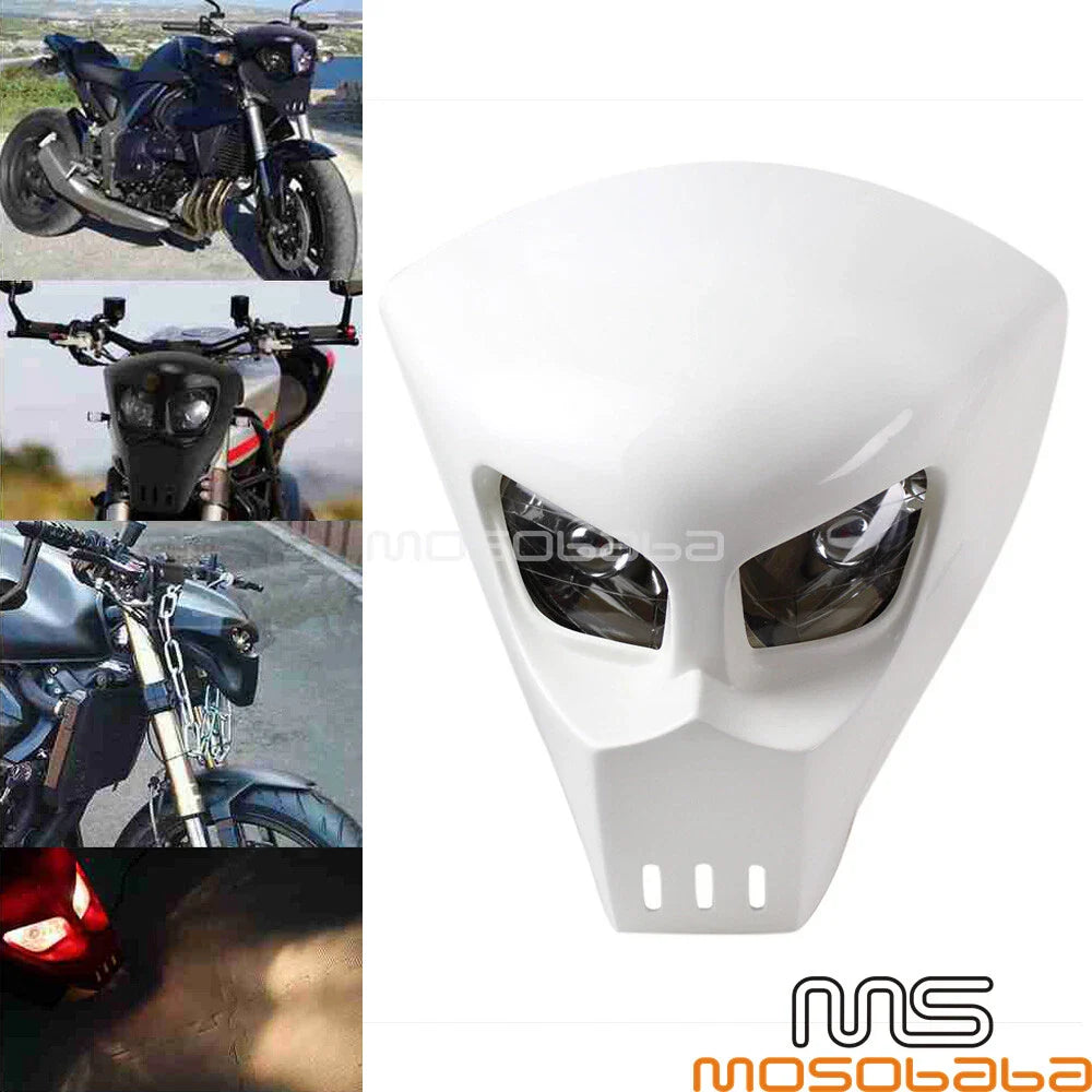 White Alien Headlight for Yamaha Project Bike Naked Motorcycle