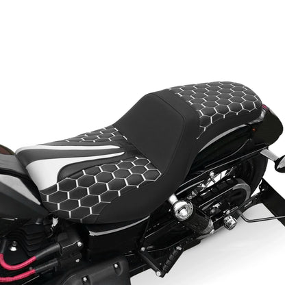 Driver Passenger Seat Black White for Harley Dyna Super Wide Glide (2006 - 2017)