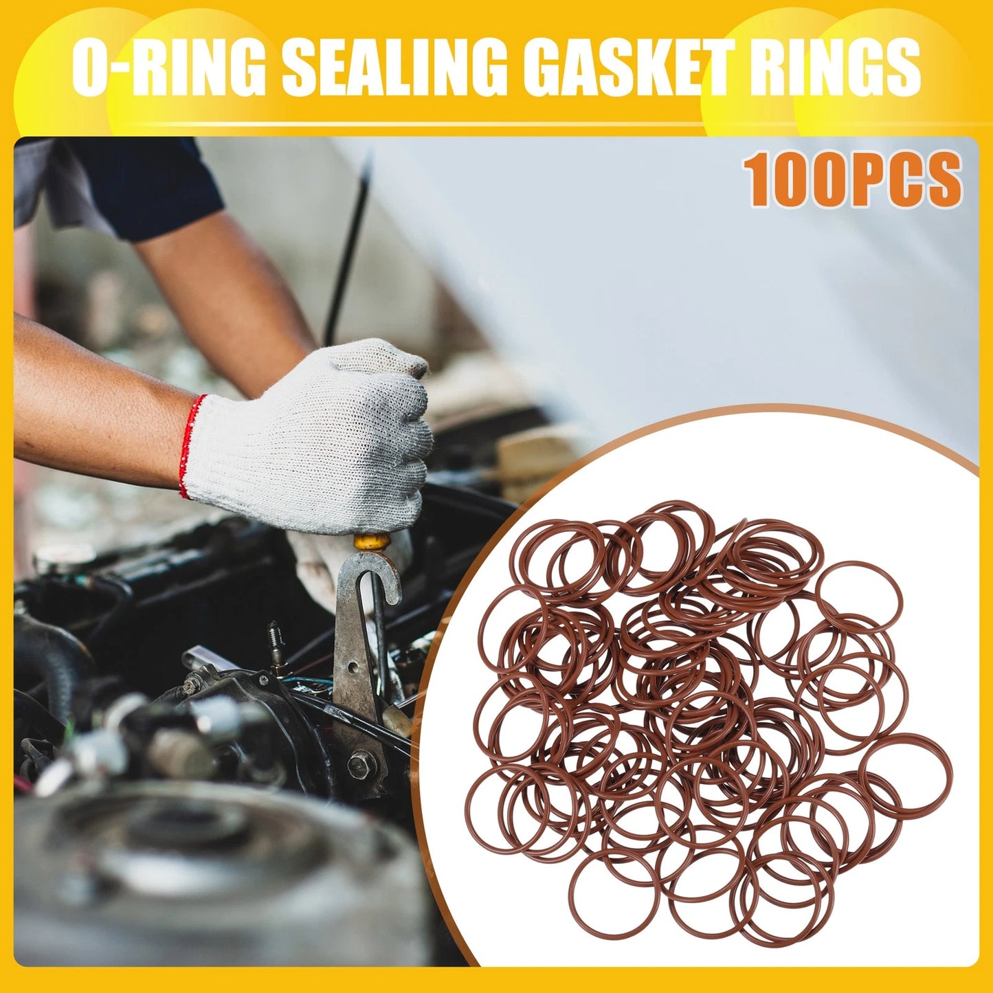 100pcs FKM Rubber O Ring Seal Gasket for Universal Cars 19mm ID x 2mm CS