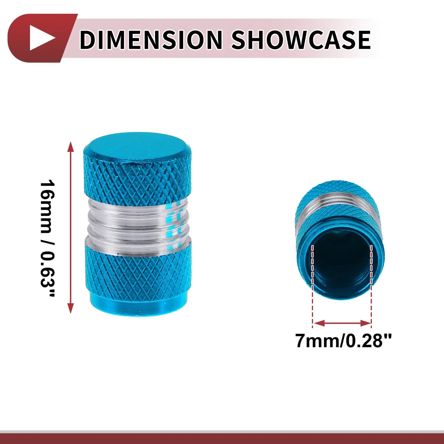 Set of 4 Tire Valve Stem Caps for Car (16mm, Light Blue)