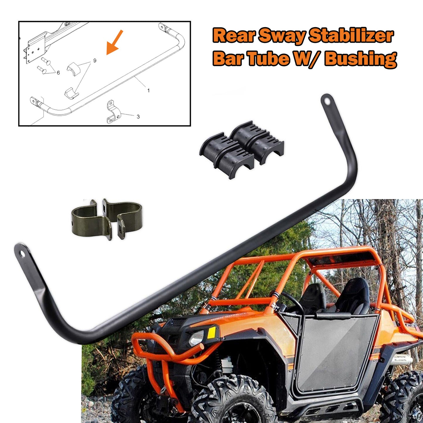 Rear Stabilizer Bar with Bushing for Polaris RZR S 800 RZR 4 800 (2009–2014)