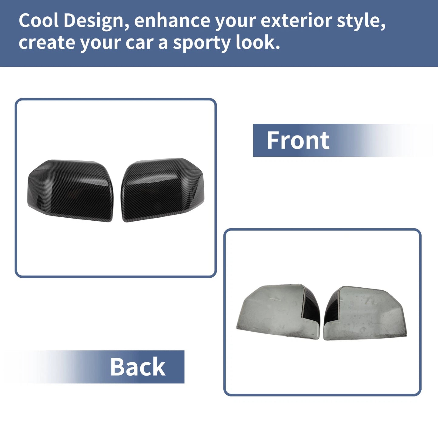 Pair of Mirror Cover Cap for Ford F-150 (2015–2020) FL3Z-17D743-BA Carbon Texture