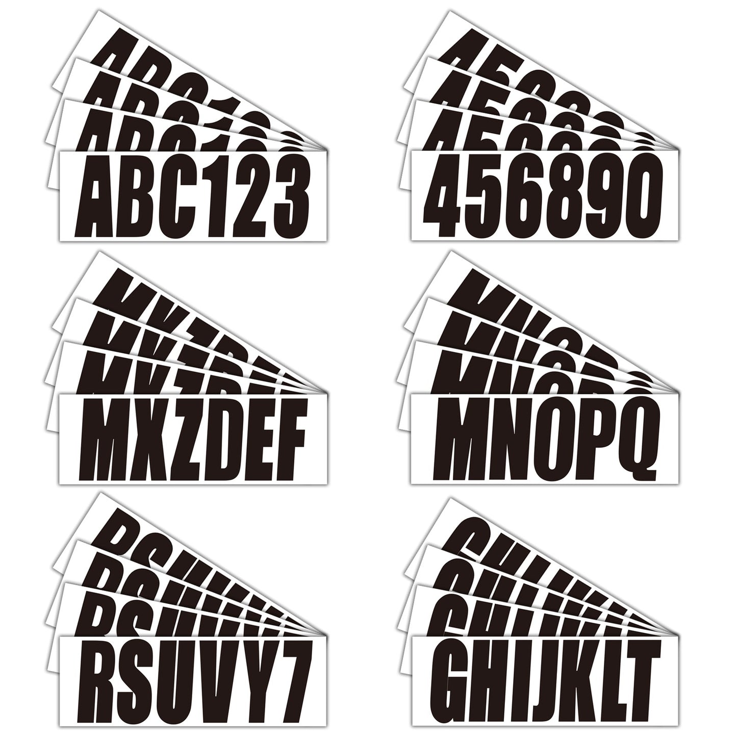 Set of 4 Black Decal Stickers for Custom Boat Registration A-Z 0-9