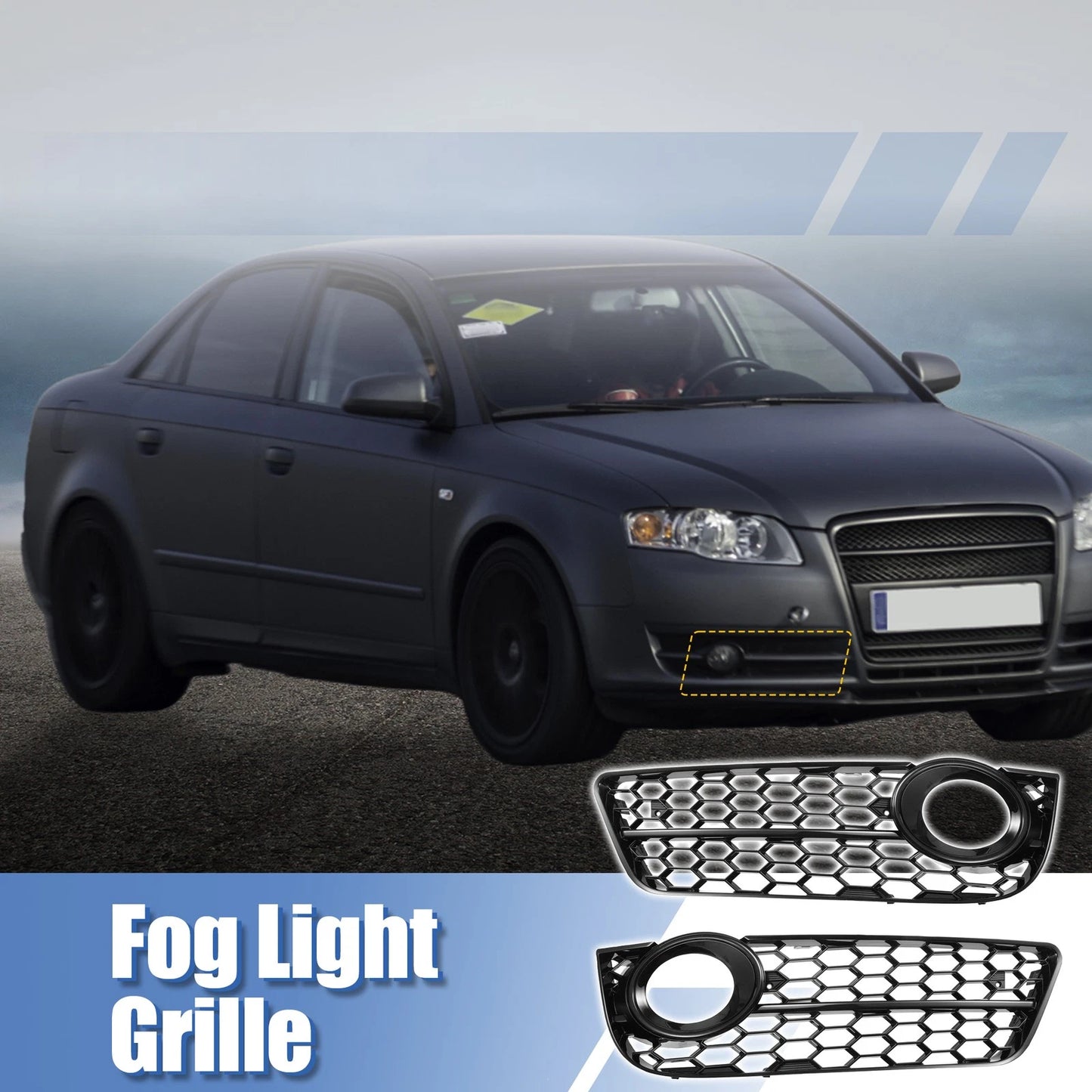 Pair Fog Light Grille Covers for Audi A5 (2008–2021) 8T0807682