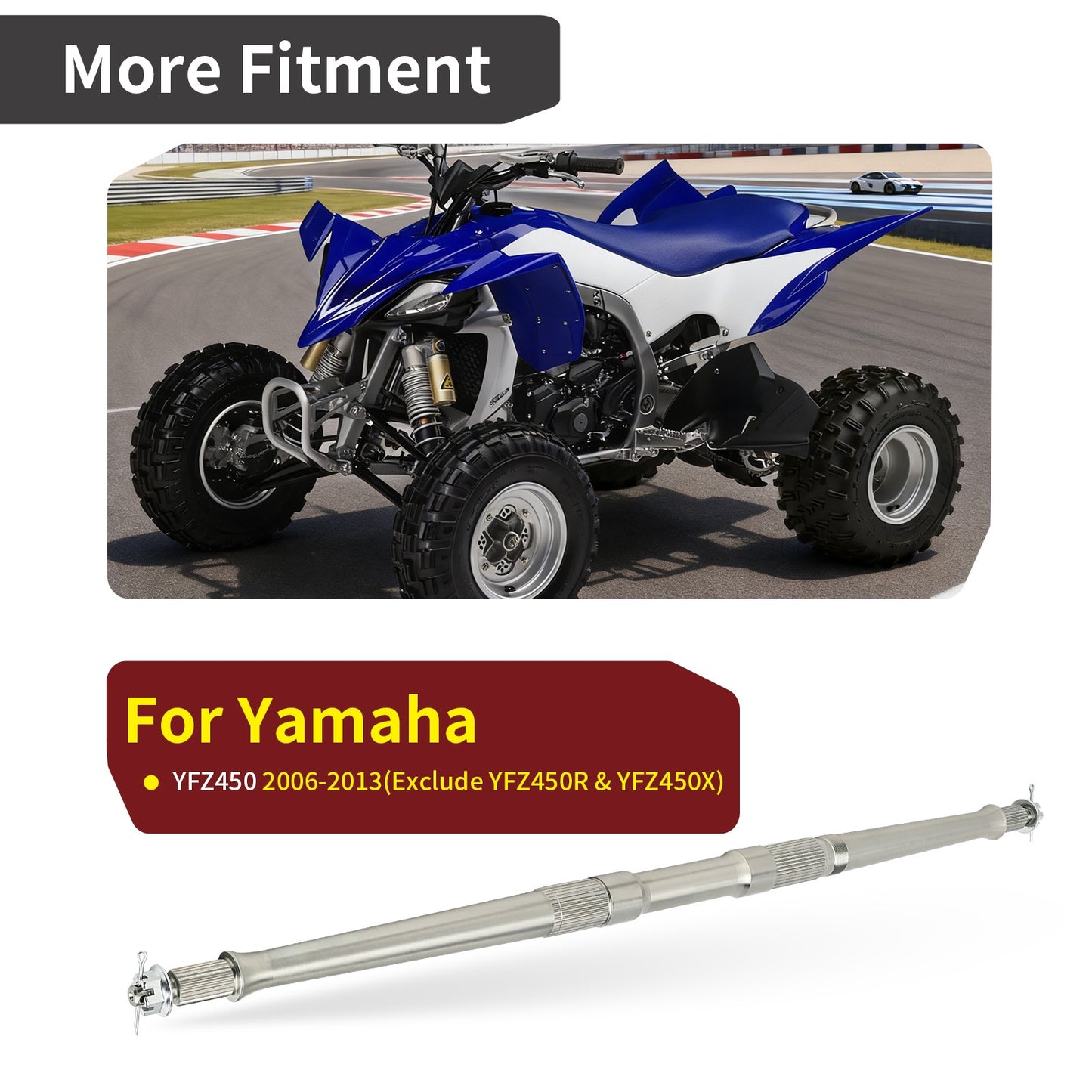 Rear Axle Shaft with Nuts for Yamaha YFZ450 (2006–2013)