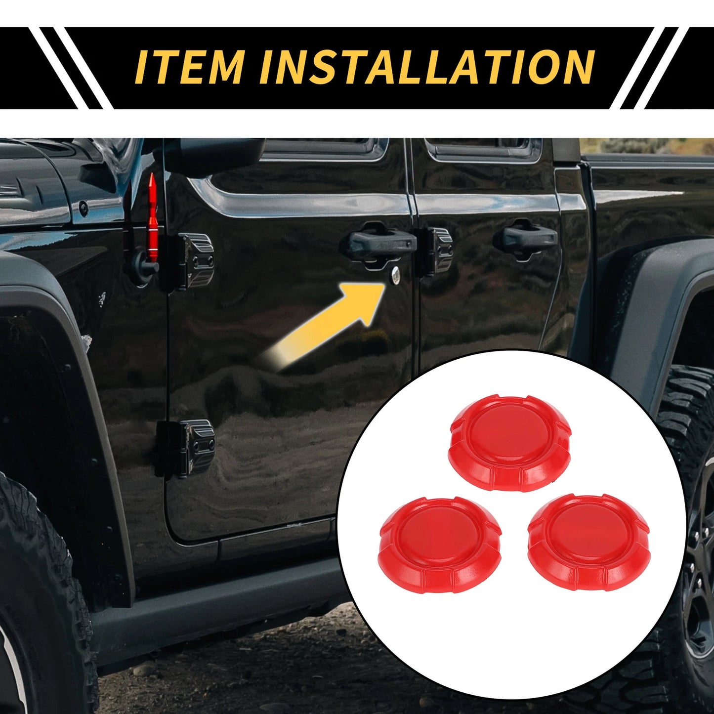 3pcs Door Key Jack Cover for Jeep Wrangler JL JLU (2018–2022) Red
