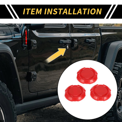 3pcs Door Key Jack Cover for Jeep Wrangler JL JLU (2018–2022) Red