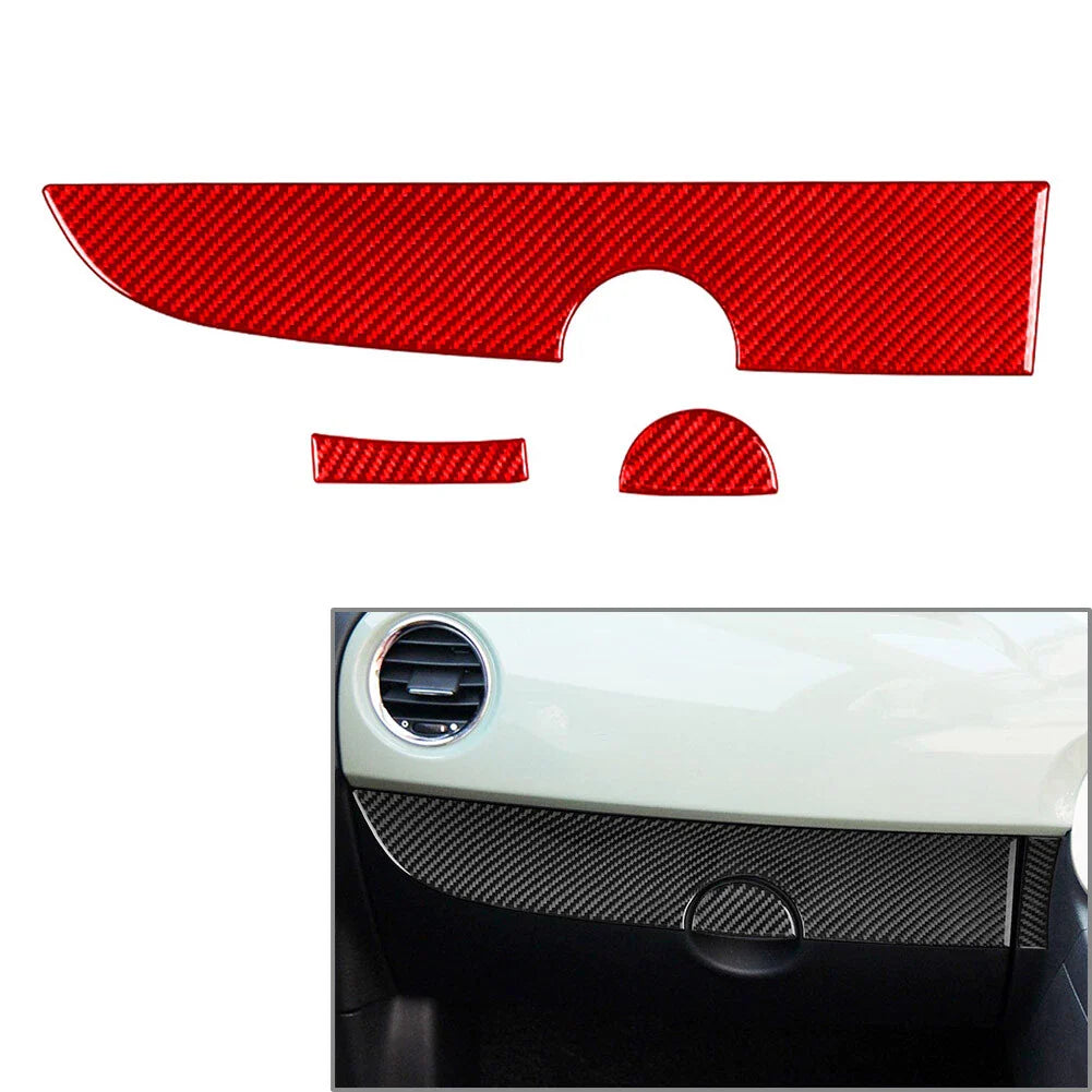 3 x Co-pilot Dashboard Panel Cover Carbon Fiber for Fiat 500 (2012-2015)