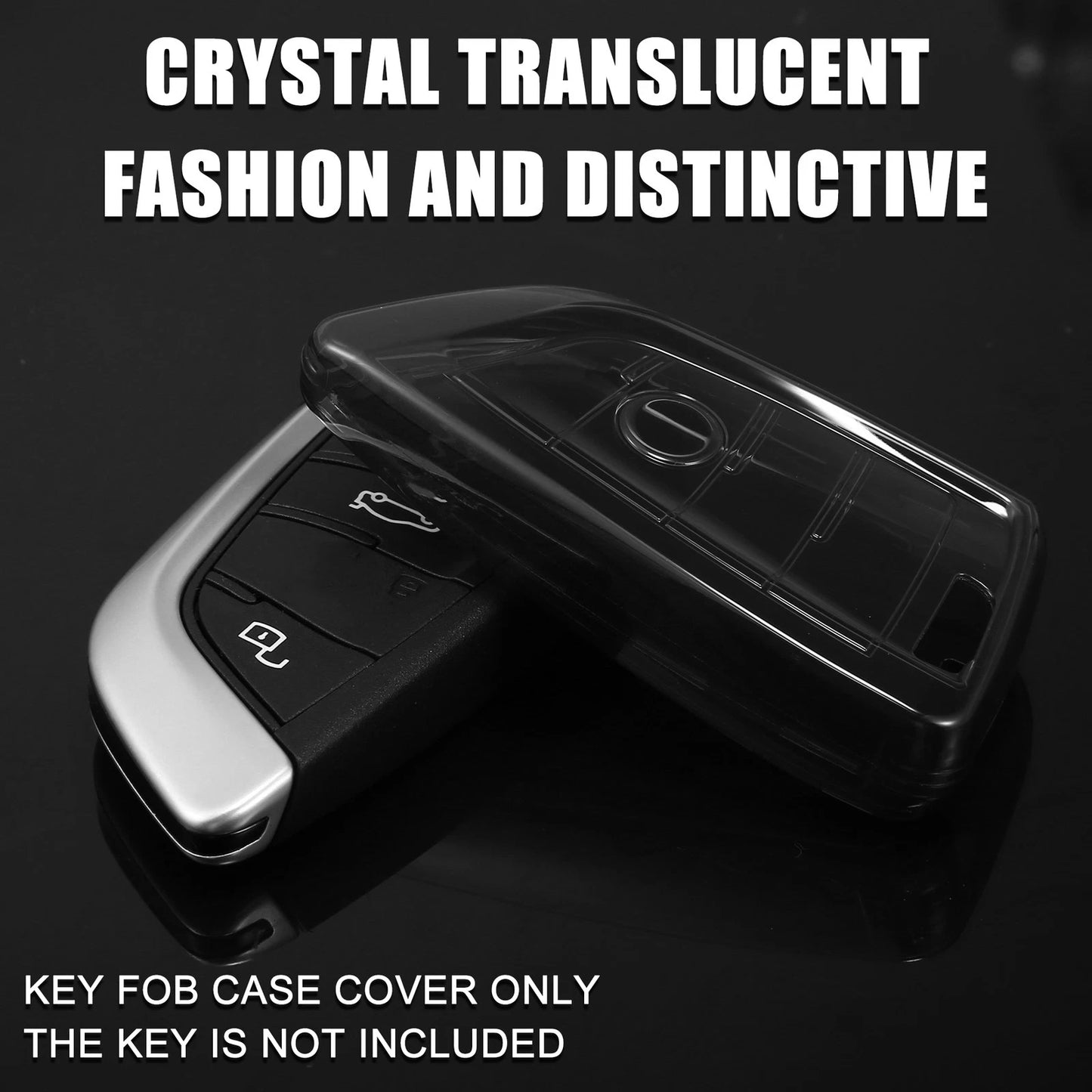 TPU Key Fob Remote Control Cover for BMW 1 2 3 5 6 Series (Translucent Black)