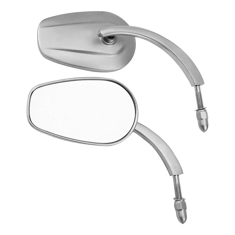 Large Satin Chrome Rear-View Mirrors for Harley Street Glide, Softail, Fatboy (2006-2023)