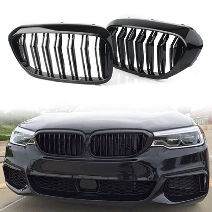 Front Kidney Grille Set for 17-19 BMW G30 G38 Glossy Black (2017-2019)