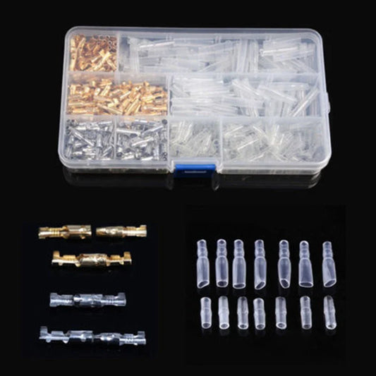 400PCS Wire Terminals 3.9mm Motorcycle Brass Male & Female Connectors Tin Stock