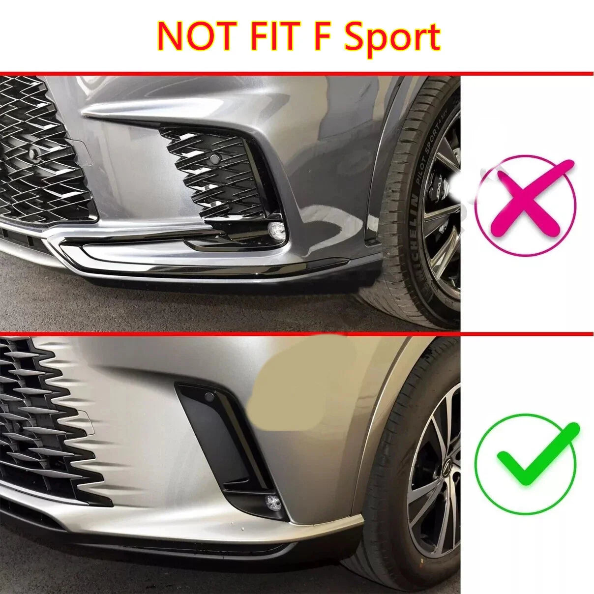 Chrome Steel Front Bumper Fog Light Cover Trim for Lexus RX 350 350h (2023–2024)