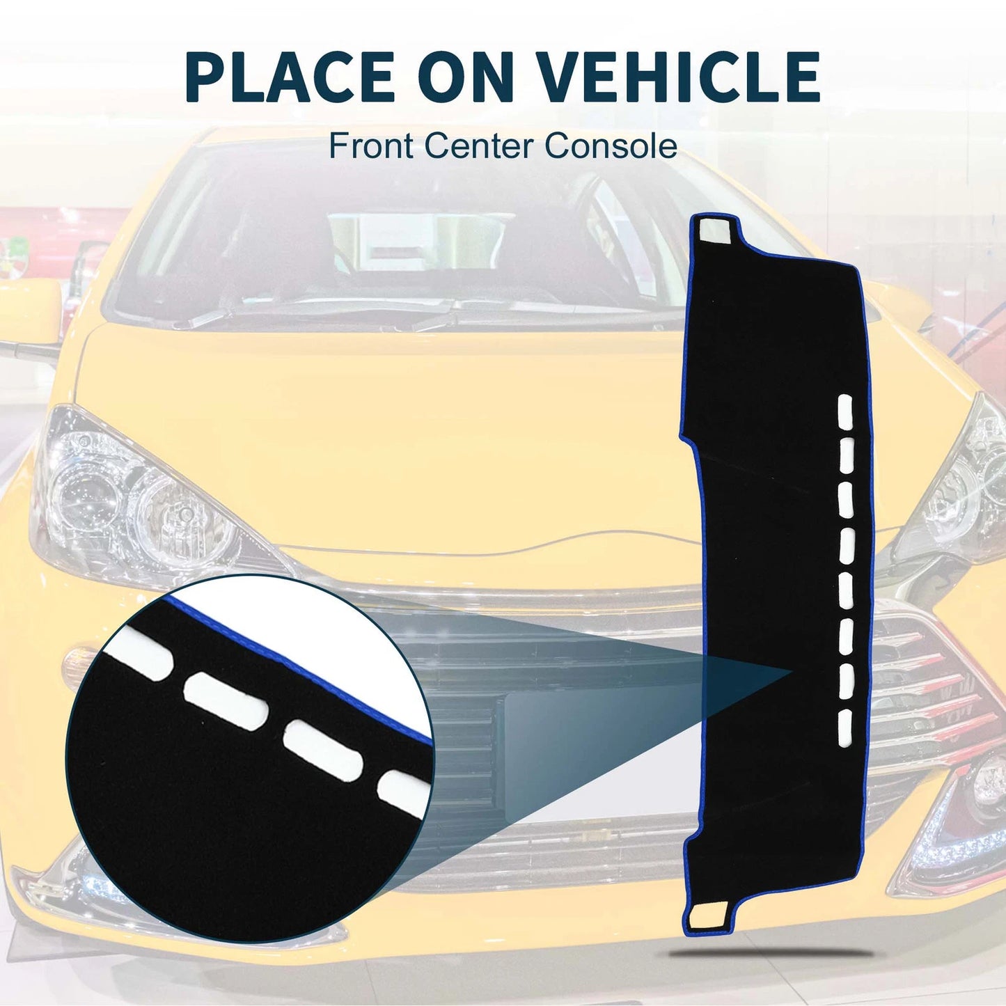 Dashboard Cover Mat for Toyota Aqua (2011–2021) Black Blue 1 Set