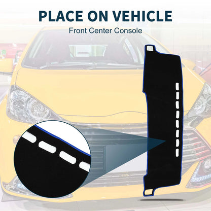 Dashboard Cover Mat for Toyota Aqua (2011–2021) Black Blue 1 Set