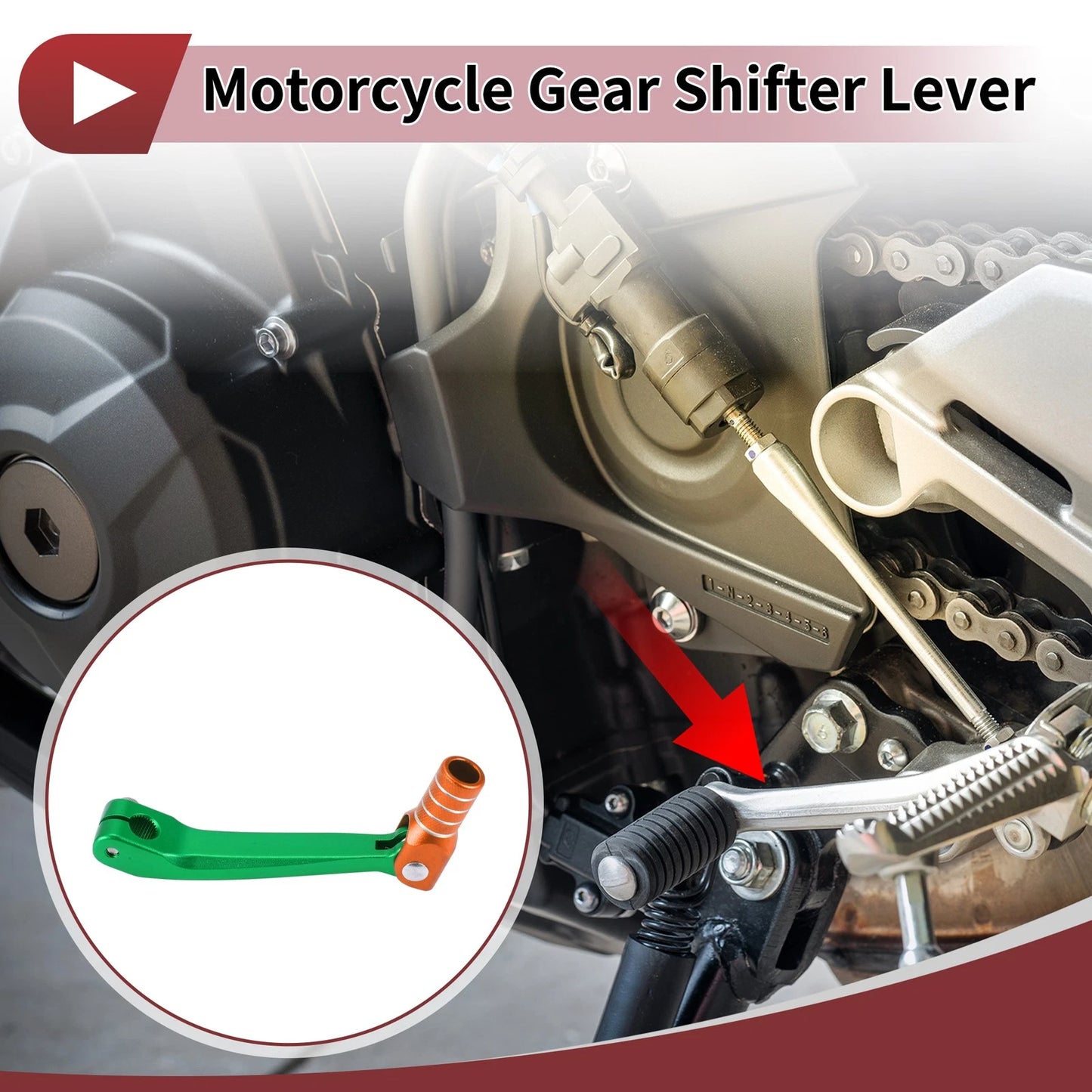 Gear Shift Lever for Honda CRF150F (2003–2017) Green Orange Silver Tone
