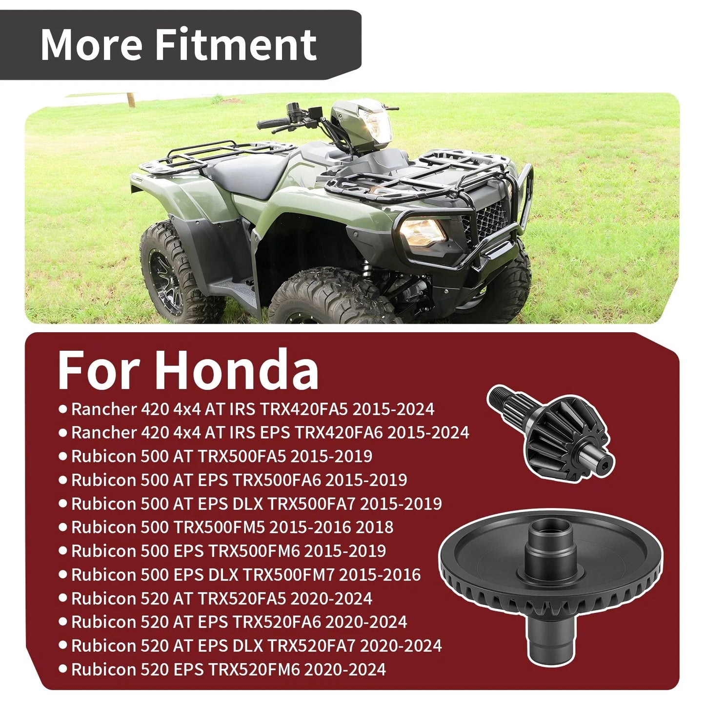 Rear Differential Gear Ring Pinion for Honda Rubicon TRX520 (2020–2024)