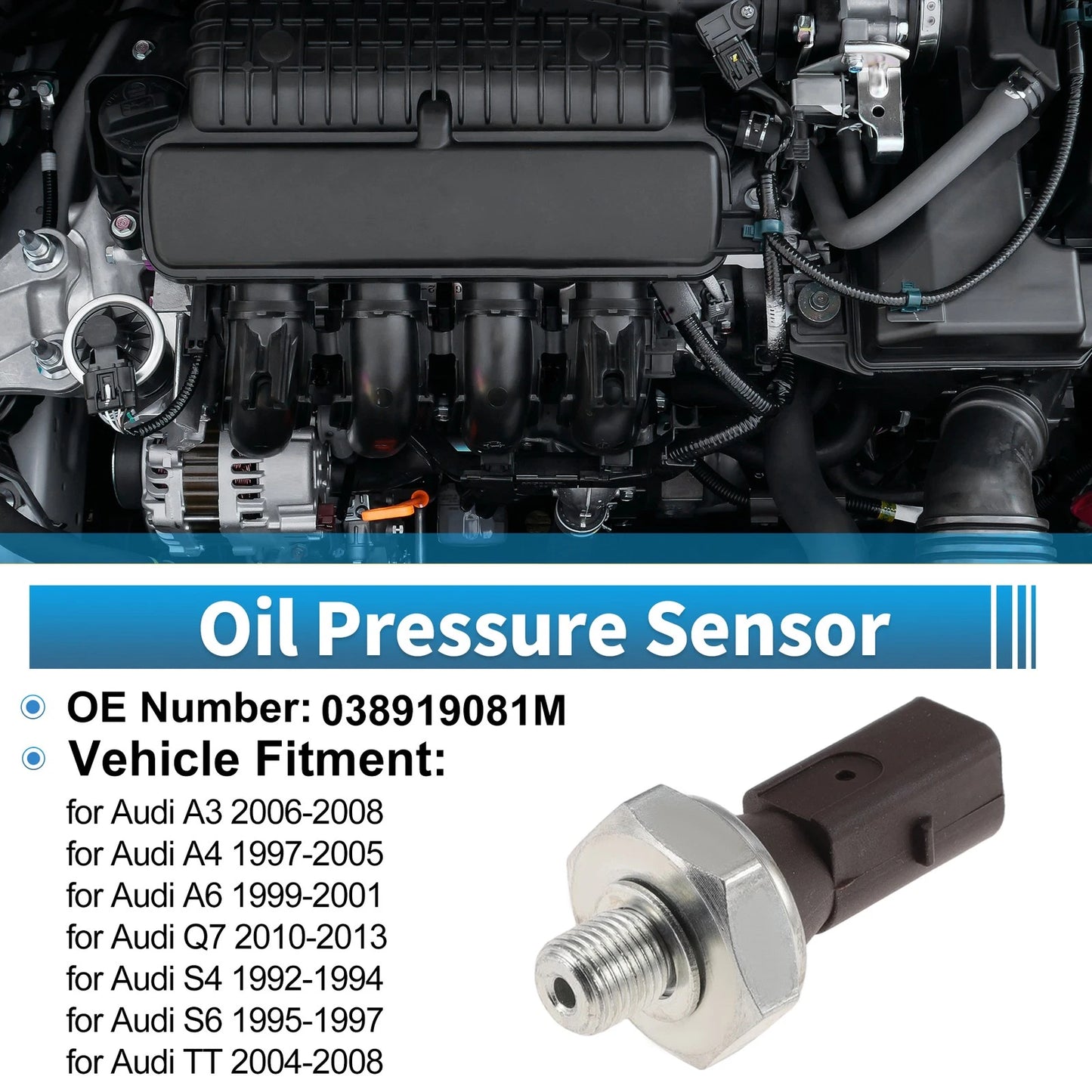 1 Pcs Engine Oil Pressure Sensor No.038919081M for Audi A3 (2006–2008)