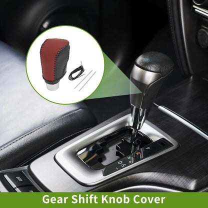 1 Pcs Gear Shift Knob Cover for Honda Civic (2016–2021) Red Black Faux Leather