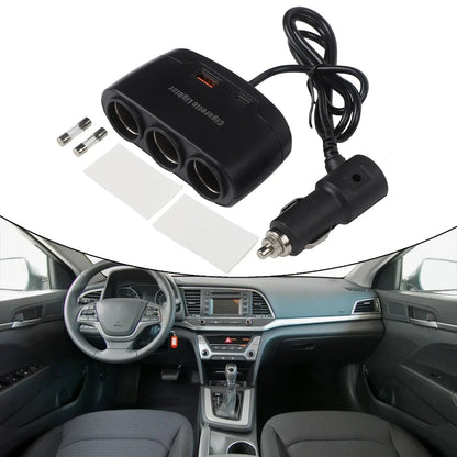 Premium Car Charger Splitter with Triple Socket High Power 120W Output