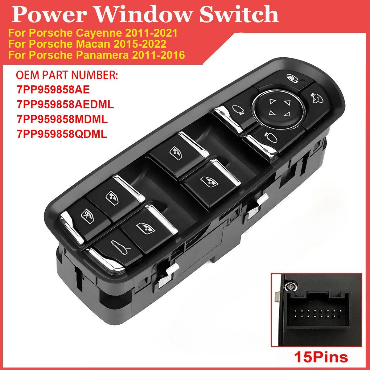 Power Window Switch for Porsche Panamera Cayenne Macan (2010–2023)